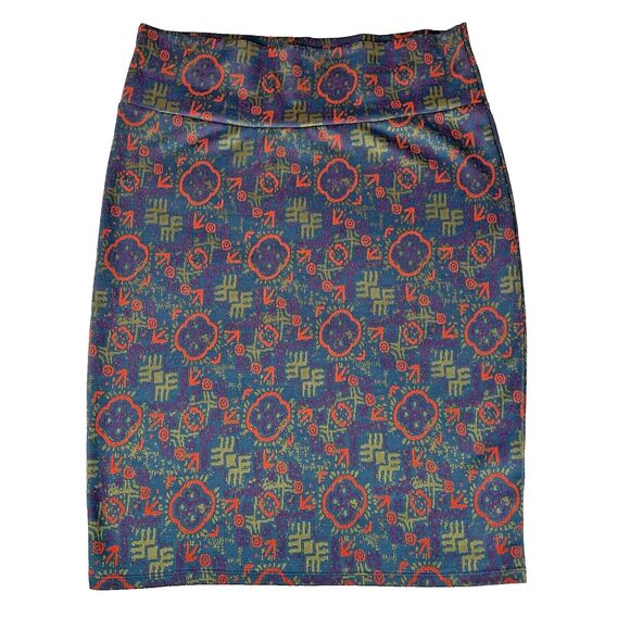 LuLaRoe Cassie Midi Skirt Women's Size Large Multi Color Stretch Pencil Skirt - Picture 1 of 9